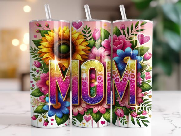 Sunflower MOM Floral 20oz Tumbler Wrap