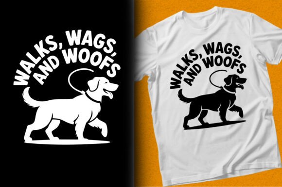 Walks Wags and Woofs Dog T-Shirt Design